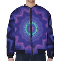 Purple And Blue Kaleidoscope Print Zip Sleeve Bomber Jacket