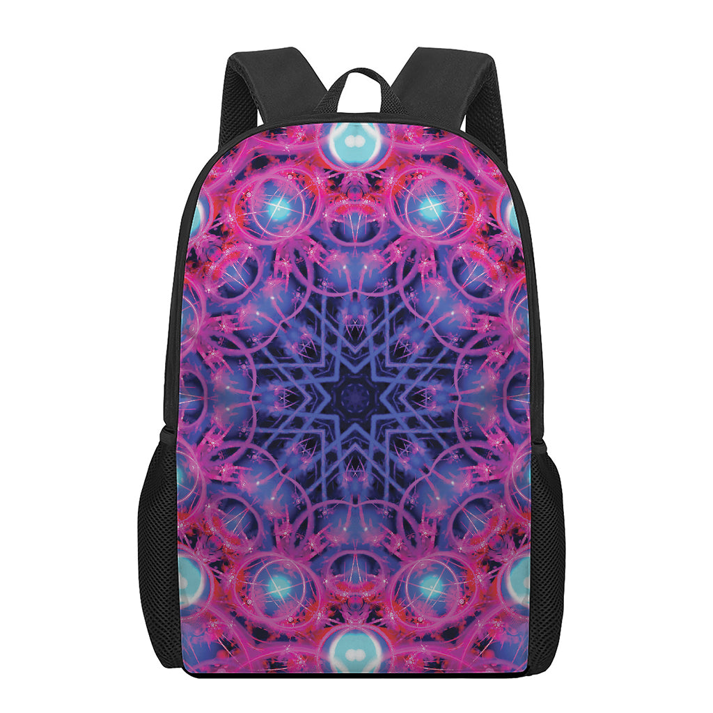 Purple And Blue Light Mandala Print 17 Inch Backpack