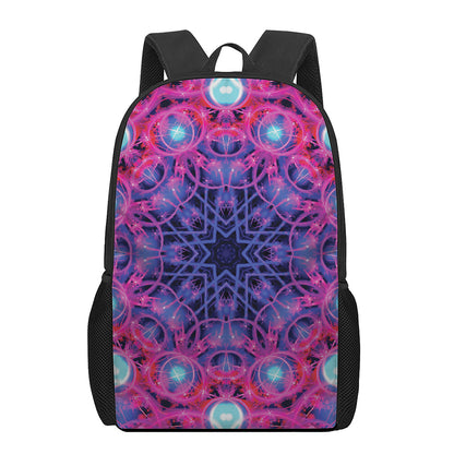Purple And Blue Light Mandala Print 17 Inch Backpack