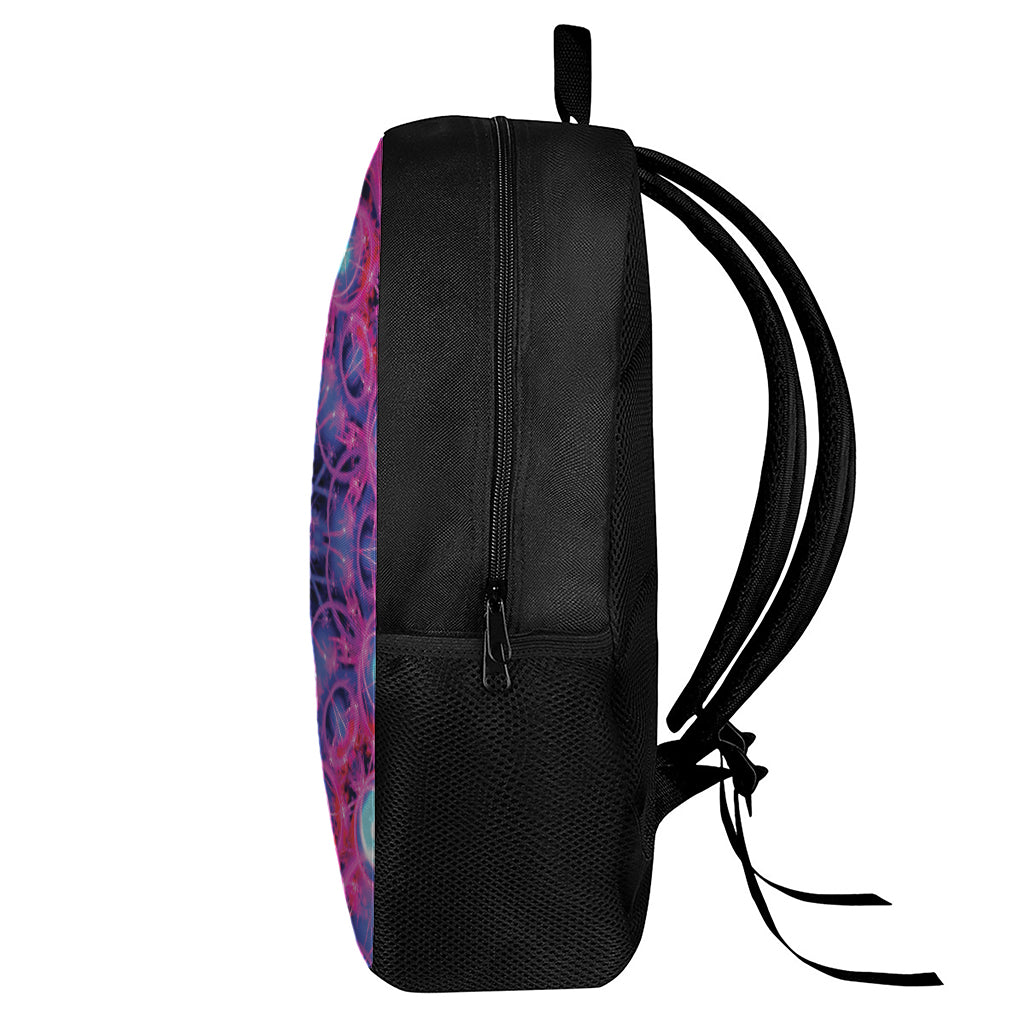 Purple And Blue Light Mandala Print 17 Inch Backpack