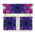 Purple And Blue Light Mandala Print 3 Piece Kitchen Curtains