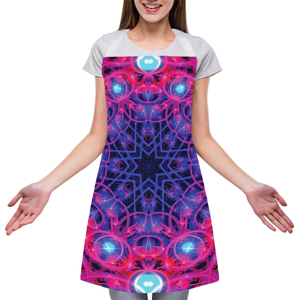 Purple And Blue Light Mandala Print Adjustable Apron