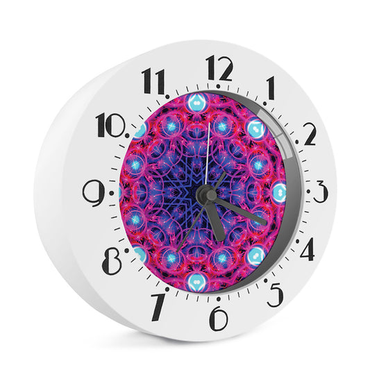 Purple And Blue Light Mandala Print Alarm Clock