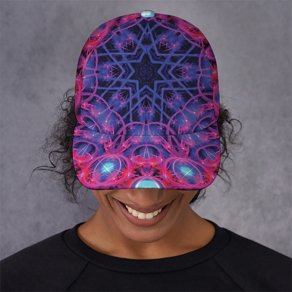 Purple And Blue Light Mandala Print Baseball Cap