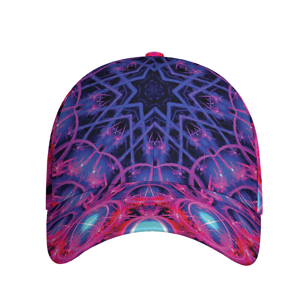Purple And Blue Light Mandala Print Baseball Cap