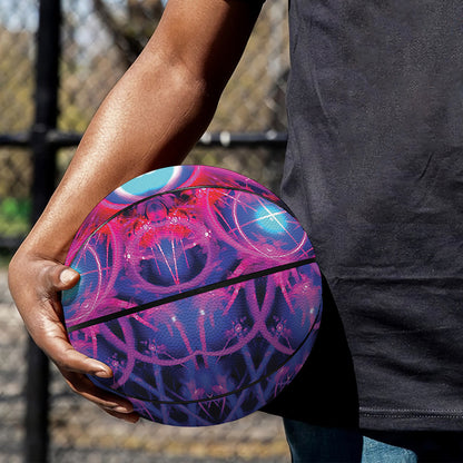 Purple And Blue Light Mandala Print Basketball