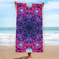 Purple And Blue Light Mandala Print Beach Towel