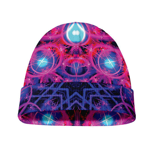 Purple And Blue Light Mandala Print Beanie