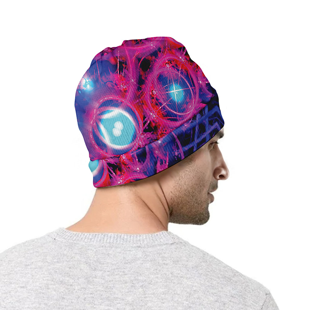 Purple And Blue Light Mandala Print Beanie