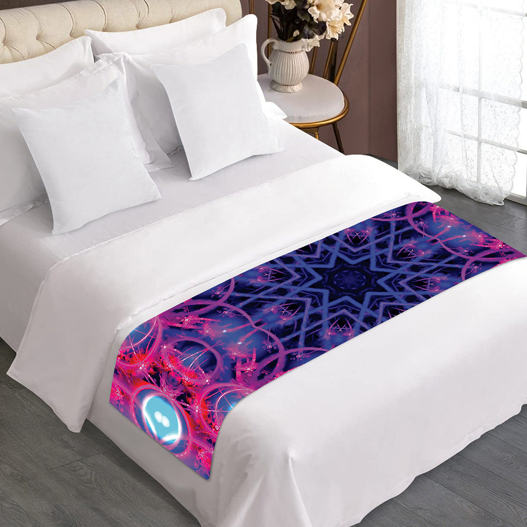 Purple And Blue Light Mandala Print Bed Runner