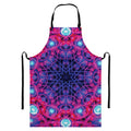 Purple And Blue Light Mandala Print Bib Apron With Pocket