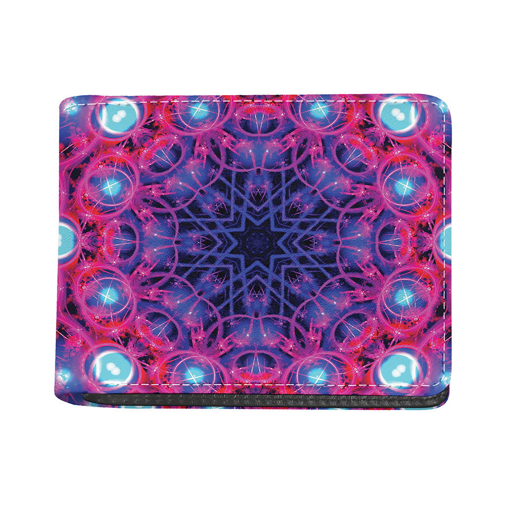 Purple And Blue Light Mandala Print Bifold Wallet