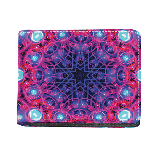 Purple And Blue Light Mandala Print Bifold Wallet