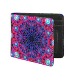 Purple And Blue Light Mandala Print Bifold Wallet