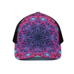 Purple And Blue Light Mandala Print Black Mesh Trucker Cap
