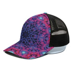 Purple And Blue Light Mandala Print Black Mesh Trucker Cap