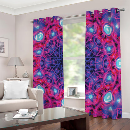 Purple And Blue Light Mandala Print Blackout Grommet Curtains