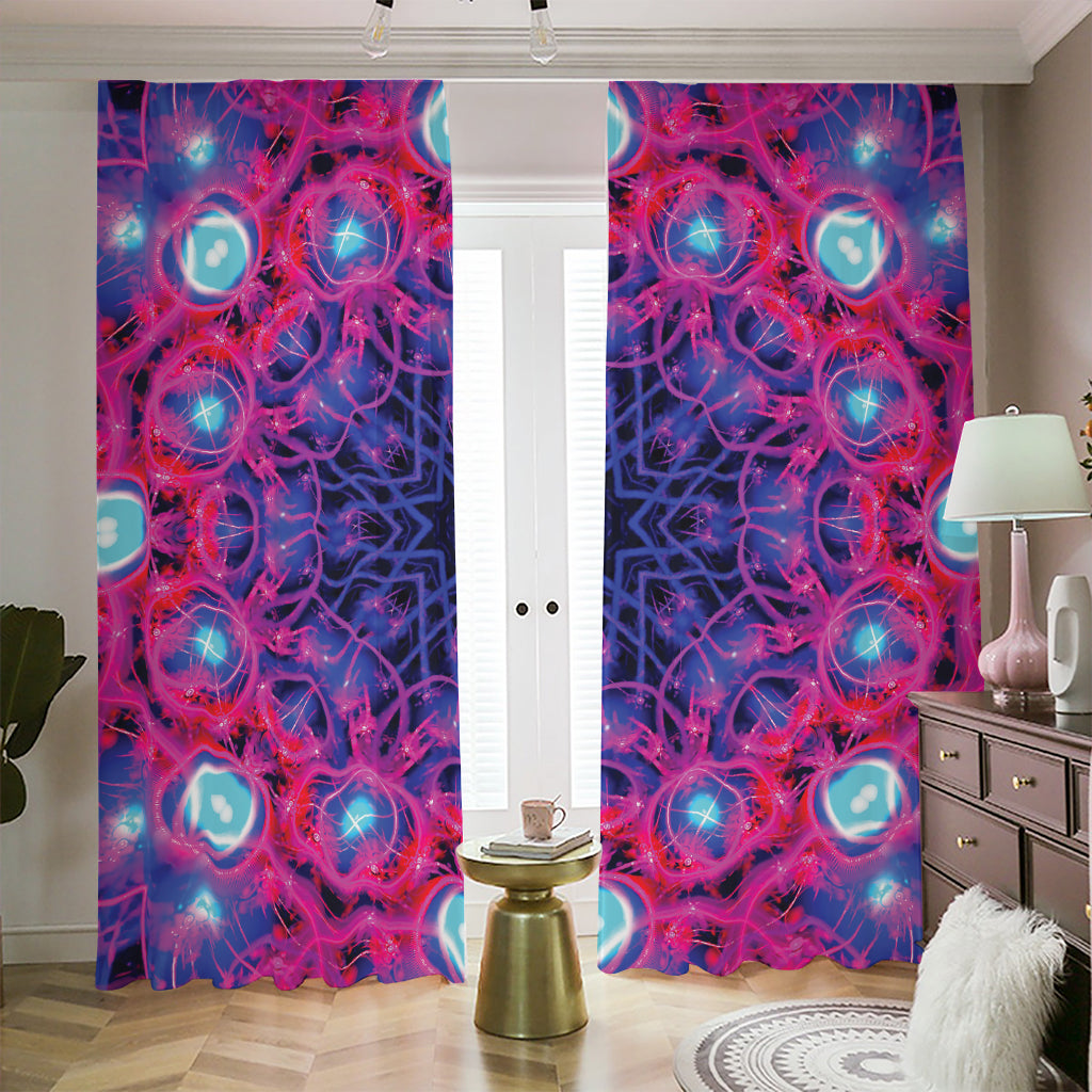 Purple And Blue Light Mandala Print Blackout Pencil Pleat Curtains