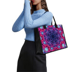 Purple And Blue Light Mandala Print Canvas Tote Bag