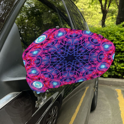 Purple And Blue Light Mandala Print Car Side Mirror Covers