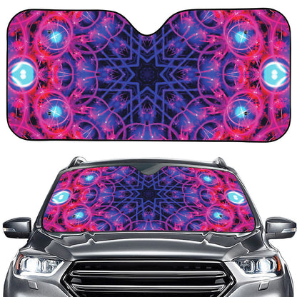 Purple And Blue Light Mandala Print Car Windshield Sun Shade