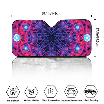 Purple And Blue Light Mandala Print Car Windshield Sun Shade