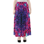 Purple And Blue Light Mandala Print Chiffon Maxi Skirt
