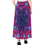 Purple And Blue Light Mandala Print Chiffon Maxi Skirt