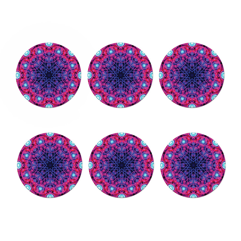 Purple And Blue Light Mandala Print Coaster Set