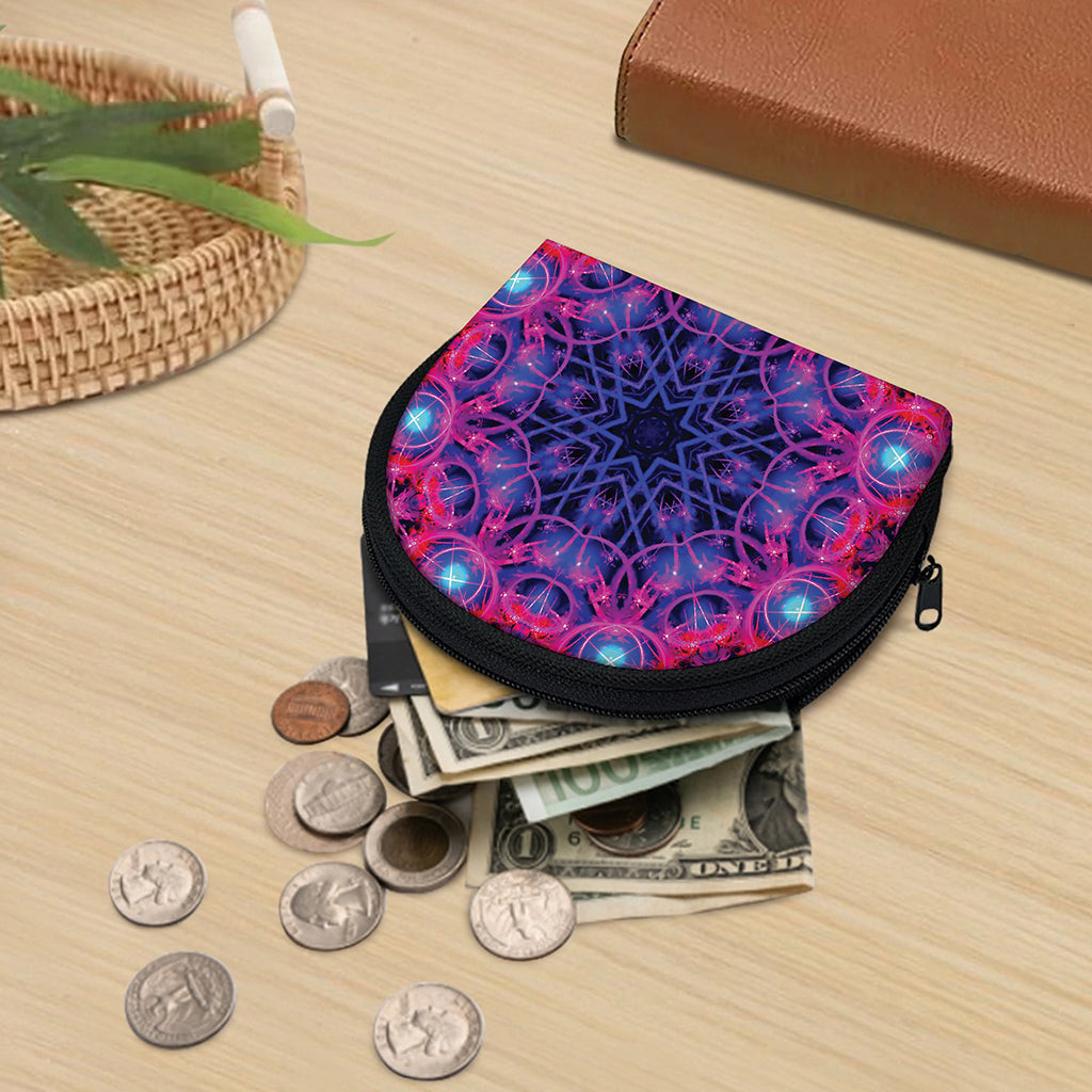 Purple And Blue Light Mandala Print Coin Purse