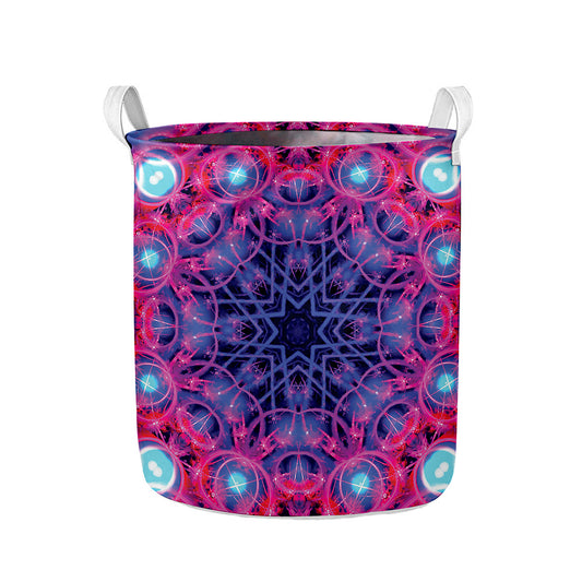 Purple And Blue Light Mandala Print Collapsible Laundry Basket