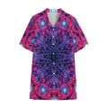 Purple And Blue Light Mandala Print Cotton Hawaiian Shirt