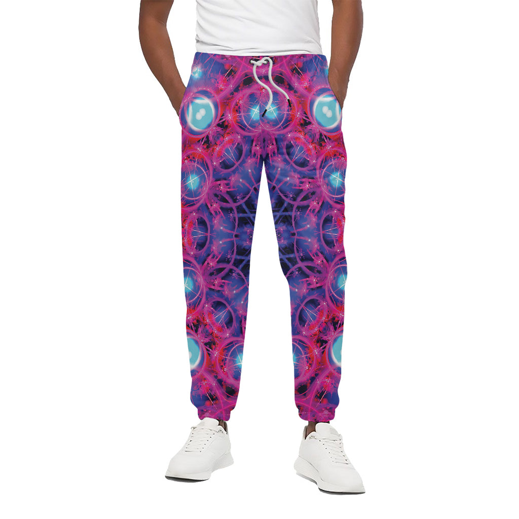 Purple And Blue Light Mandala Print Cotton Pants