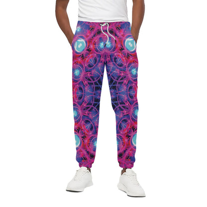 Purple And Blue Light Mandala Print Cotton Pants