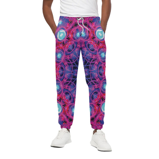 Purple And Blue Light Mandala Print Cotton Pants