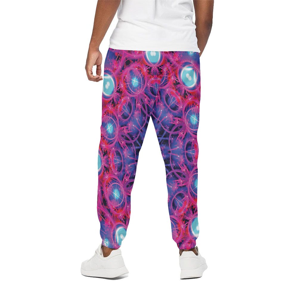Purple And Blue Light Mandala Print Cotton Pants