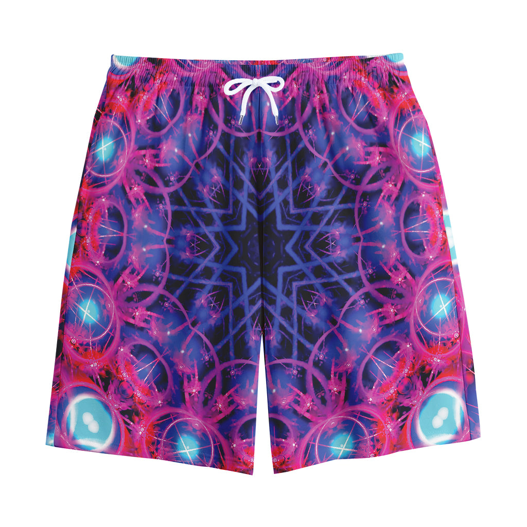 Purple And Blue Light Mandala Print Cotton Shorts