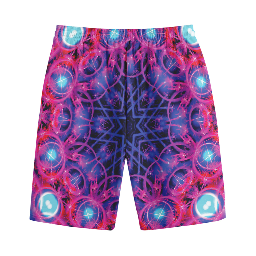 Purple And Blue Light Mandala Print Cotton Shorts