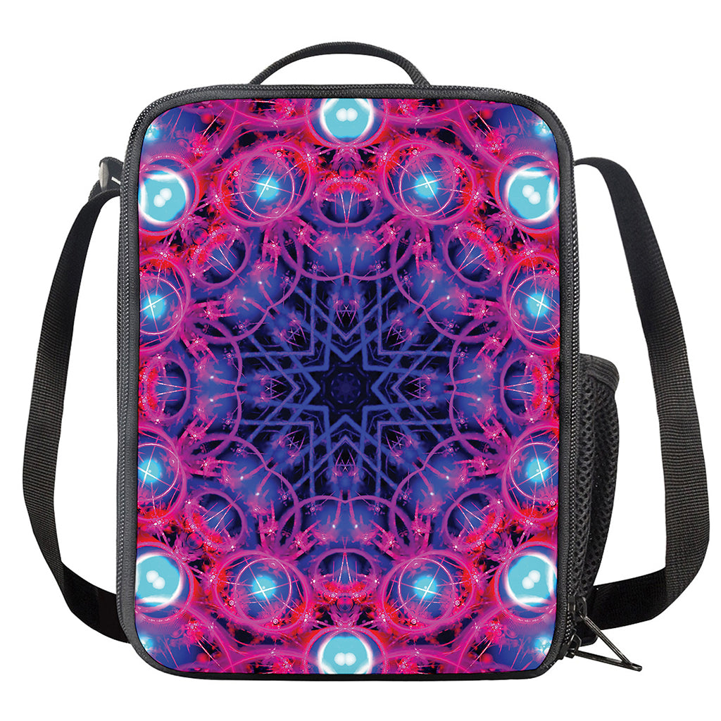 Purple And Blue Light Mandala Print Crossbody Lunch Bag