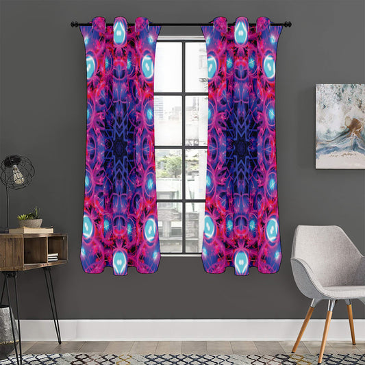 Purple And Blue Light Mandala Print Curtain
