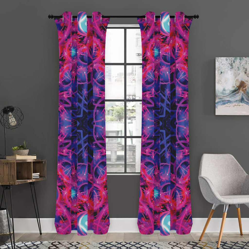 Purple And Blue Light Mandala Print Curtain
