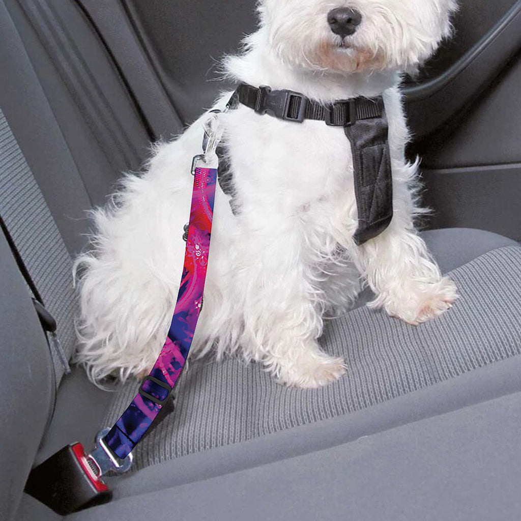 Purple And Blue Light Mandala Print Dog Seat Belt