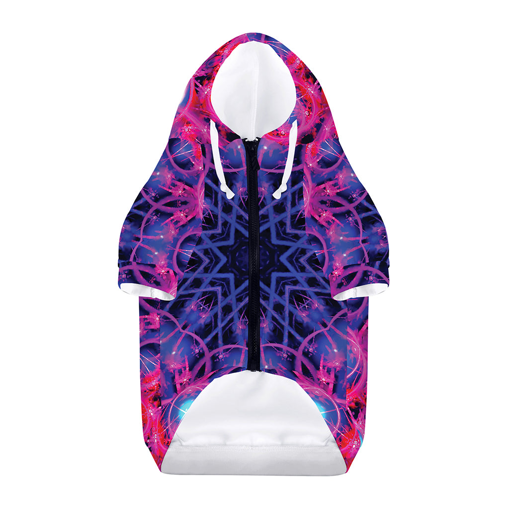 Purple And Blue Light Mandala Print Dog Zip Up Hoodie