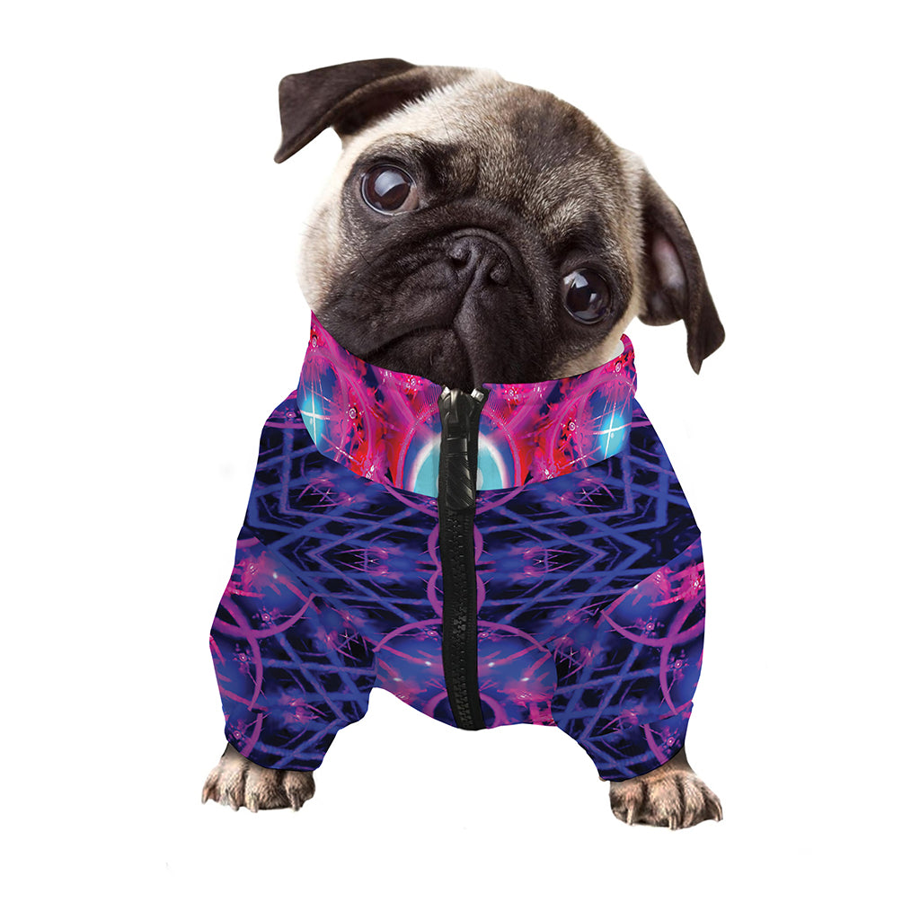 Purple And Blue Light Mandala Print Dog Zip Up Jacket