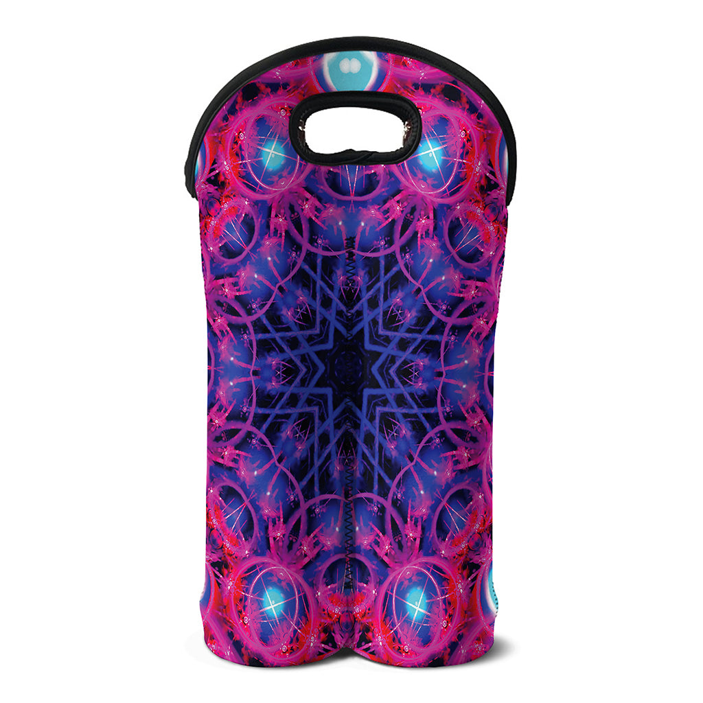Purple And Blue Light Mandala Print Double Neoprene Wine Tote