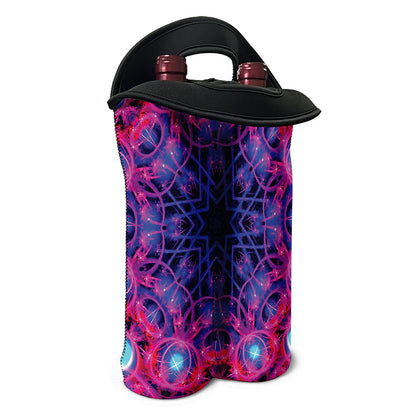 Purple And Blue Light Mandala Print Double Neoprene Wine Tote