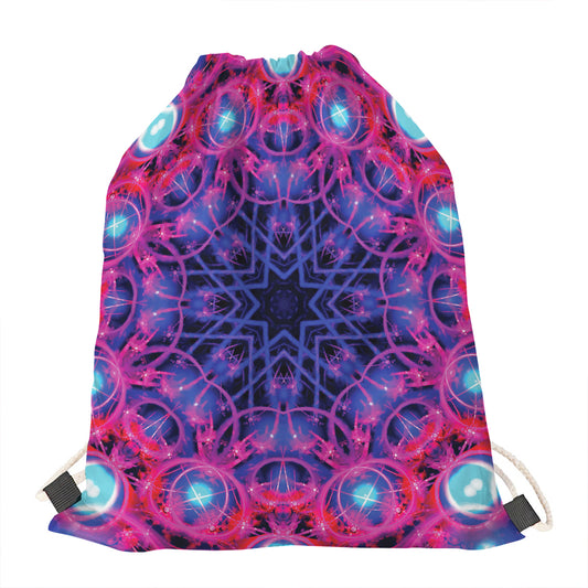 Purple And Blue Light Mandala Print Drawstring Bag