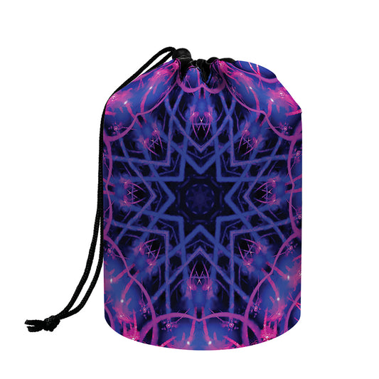 Purple And Blue Light Mandala Print Drawstring Makeup Bag