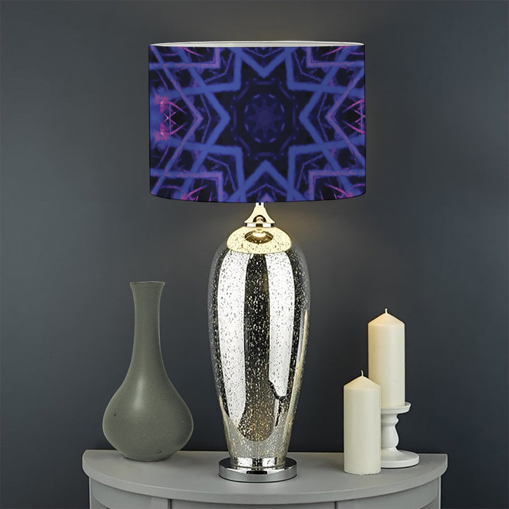 Purple And Blue Light Mandala Print Drum Lamp Shade