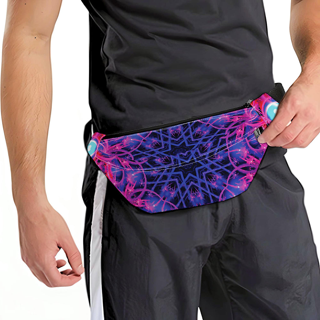 Purple And Blue Light Mandala Print Fanny Pack